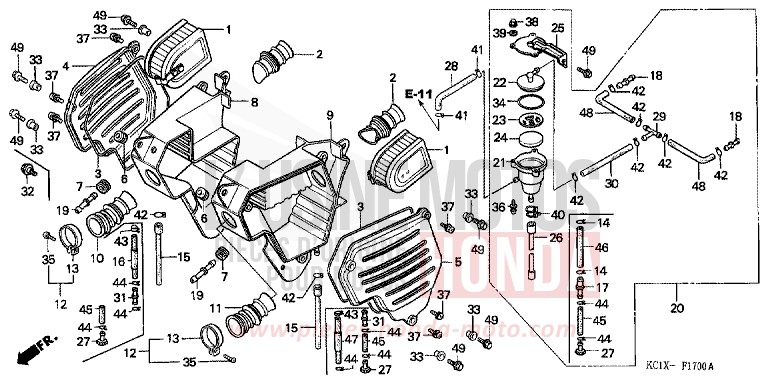 LUFTFILTER von CB1300 Super Bold'or ABS CANDY ENPIRE BLUE-U (PB117CU) von 1982